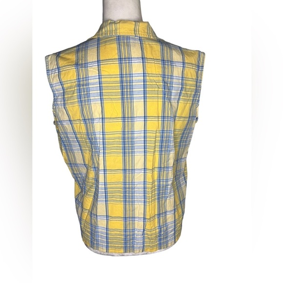 100% Cotton Plaid Button-Down Tank Large Cottagecore - Picture 3 of 4